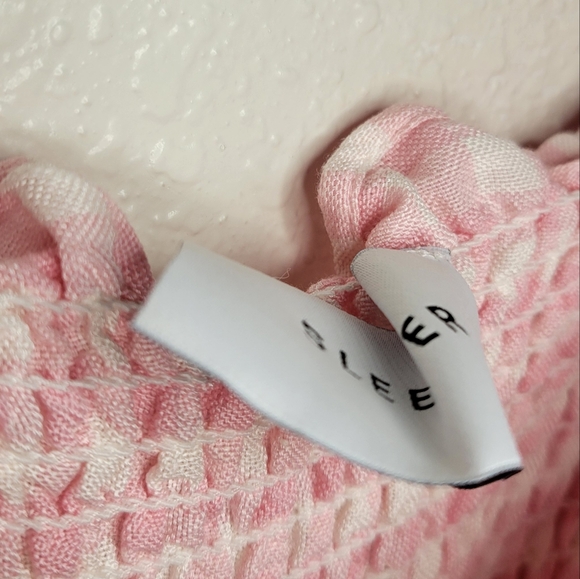 Sleeper Linenblend Atlanta Pink Gingham midi dress smocked midi dress, xsmall - Picture 11 of 12